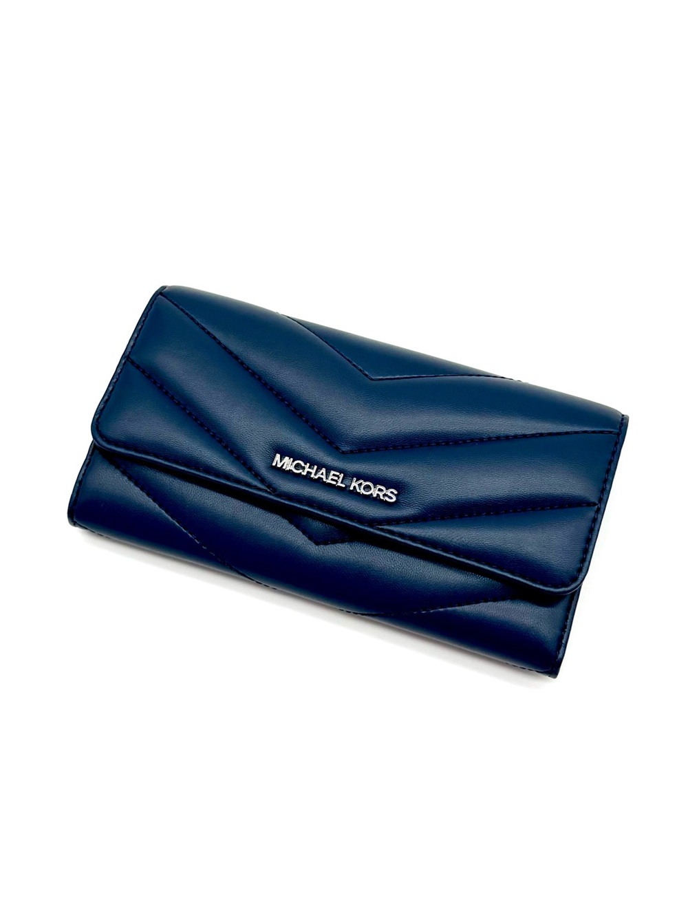 Michael Kors Large Quilted Trifold Wallet Navy Blue